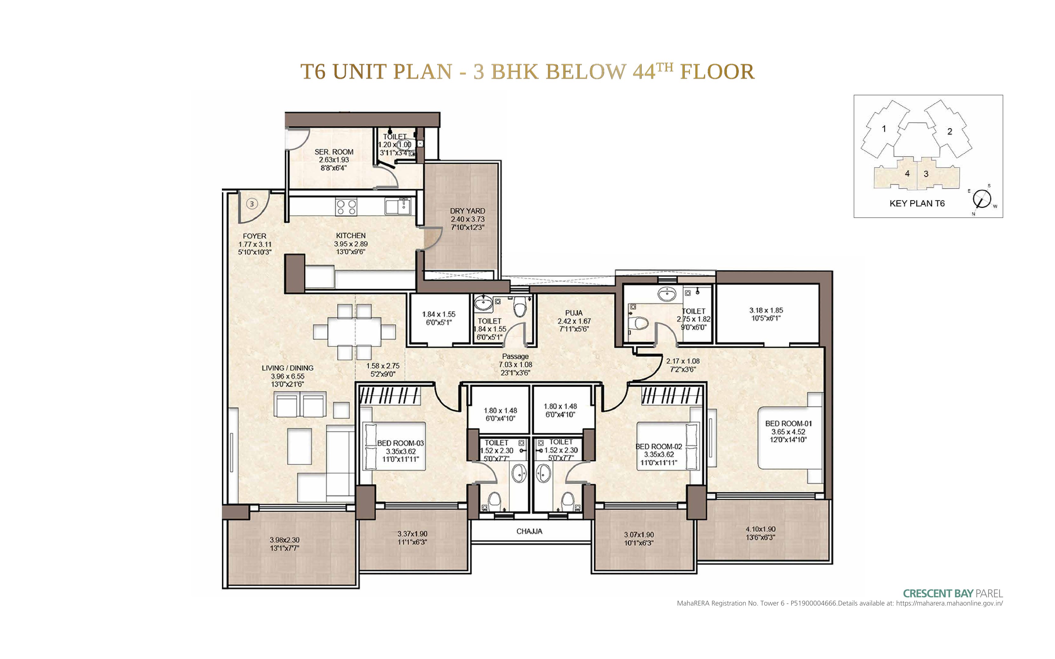 3 BHK Floor Plan 2